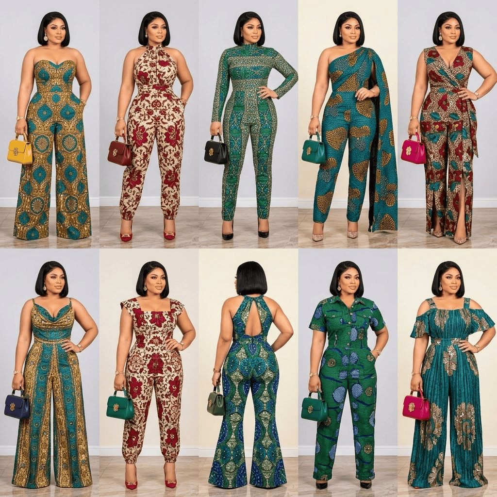 Ankara jumpsuit designs for ladies, including elegant and modern outfit ideas.