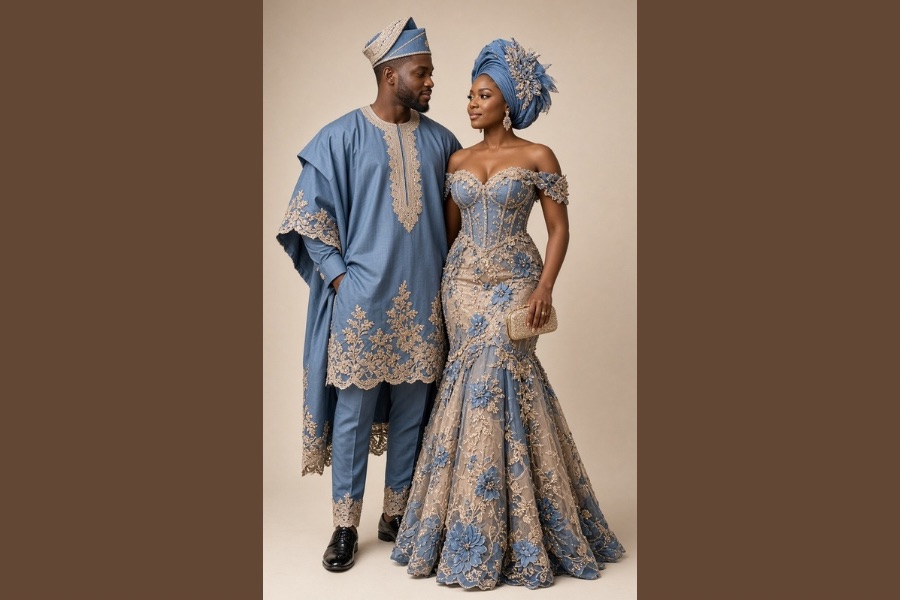 Matching Colour Lace Styles for Couples: Elegant Coordinated Wedding Looks